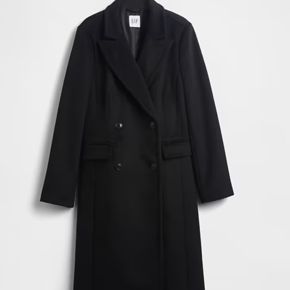 Gap Women Wool-Blend Chesterfield Coat Black Sz L - Picture 4 of 4